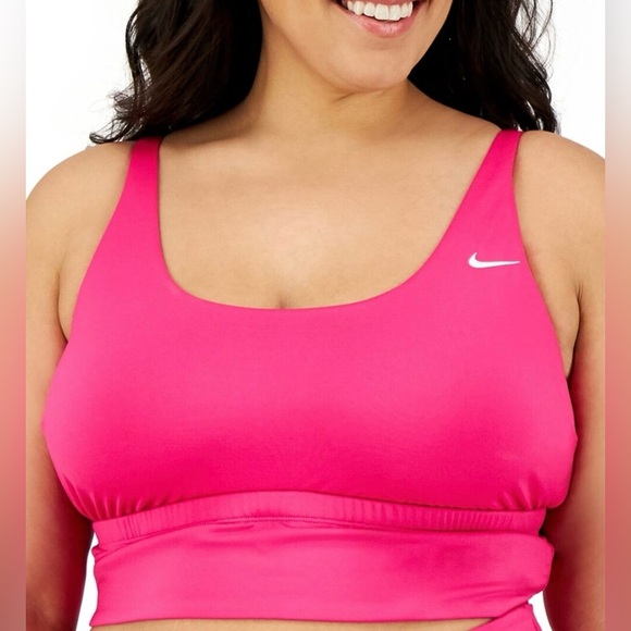 Nike Plus Size Essential Scoop Neck Midkini Top Women's Swimsuit 1X - Picture 1 of 14